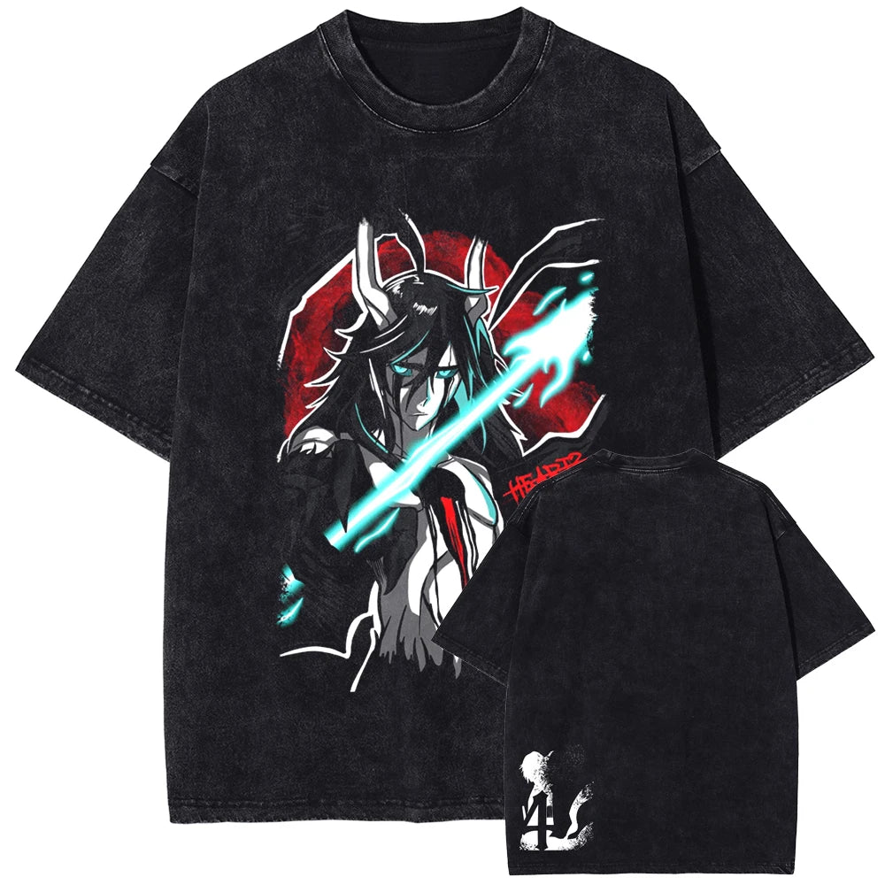 BLEACH Kisuke Urahara Vintage Washed T-Shirt – Manga Harajuku Streetwear Tee