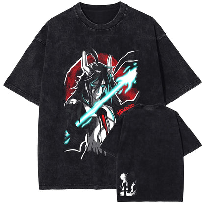 BLEACH Kisuke Urahara Vintage Washed T-Shirt – Manga Harajuku Streetwear Tee