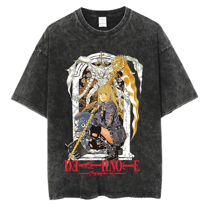 Death Note Vintage Washed T-Shirt – Oversized Unisex Harajuku Anime Tee