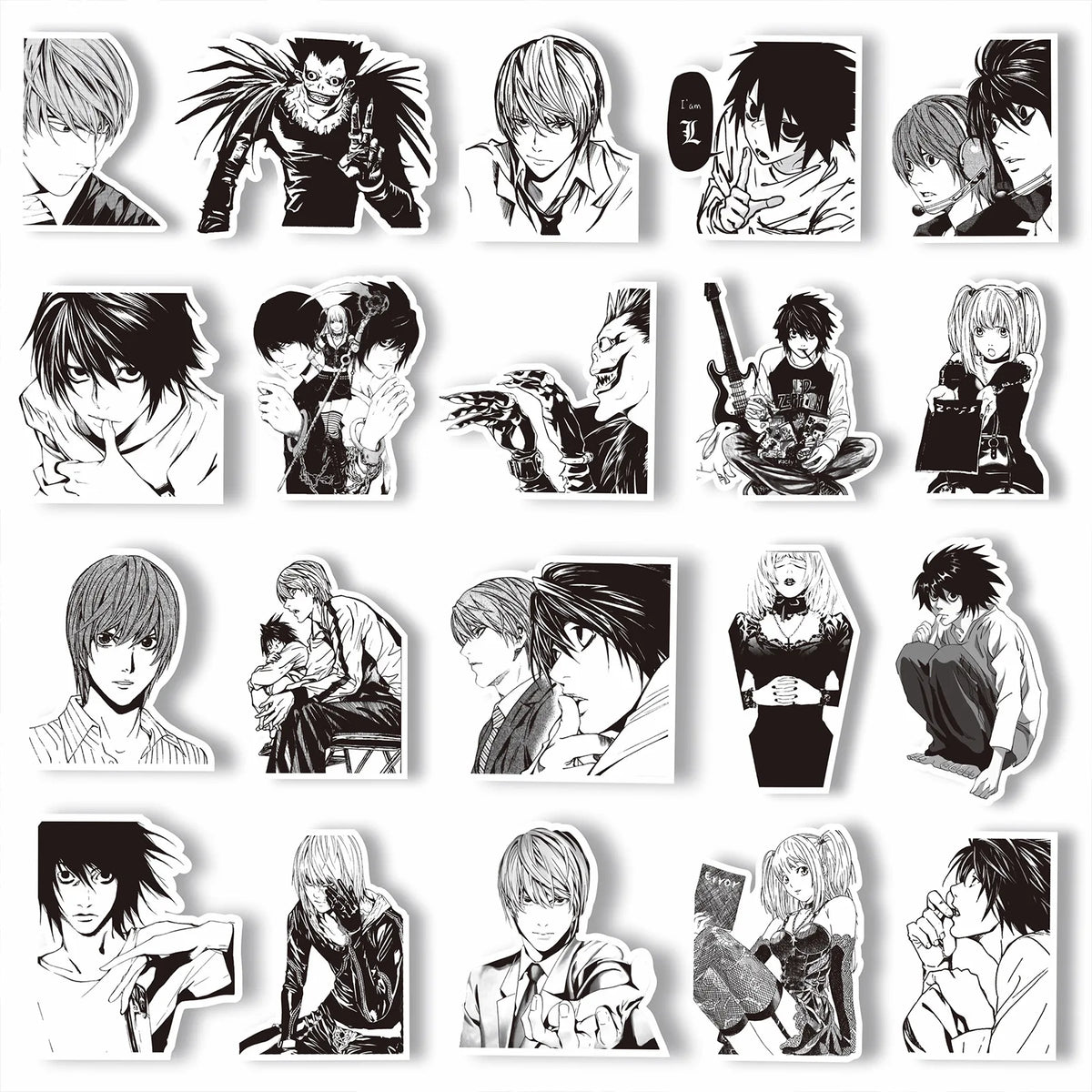 Death Note 65-Piece Anime Sticker Pack – Black & White Manga Decals