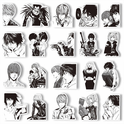 Death Note 65-Piece Anime Sticker Pack – Black & White Manga Decals