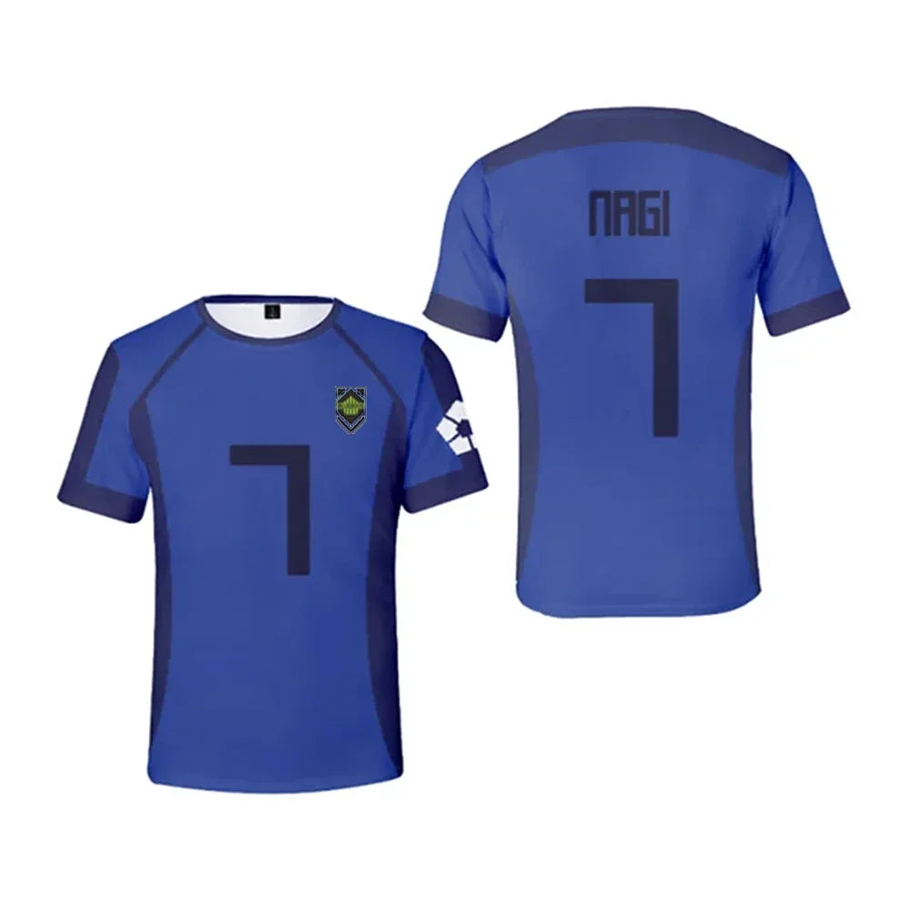 Blue Lock Anime Football Jersey T-Shirt – Isagi, Chigiri & Bachira Cosplay Tee