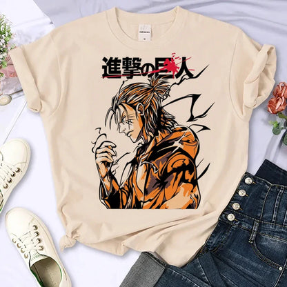 Attack on Titan Eren & Mikasa Graphic T-Shirt – Oversized Unisex Cotton Anime Streetwear Tee Collection