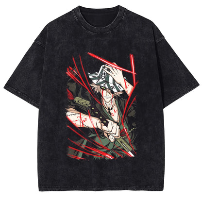 BLEACH Kisuke Urahara Vintage Washed T-Shirt – Manga Harajuku Streetwear Tee