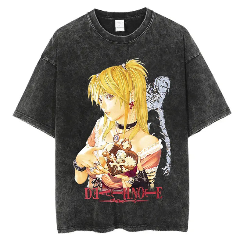 Death Note Vintage Washed T-Shirt – Oversized Unisex Harajuku Anime Tee