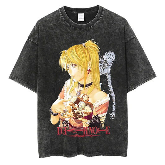 Death Note Vintage Washed T-Shirt – Oversized Unisex Harajuku Anime Tee