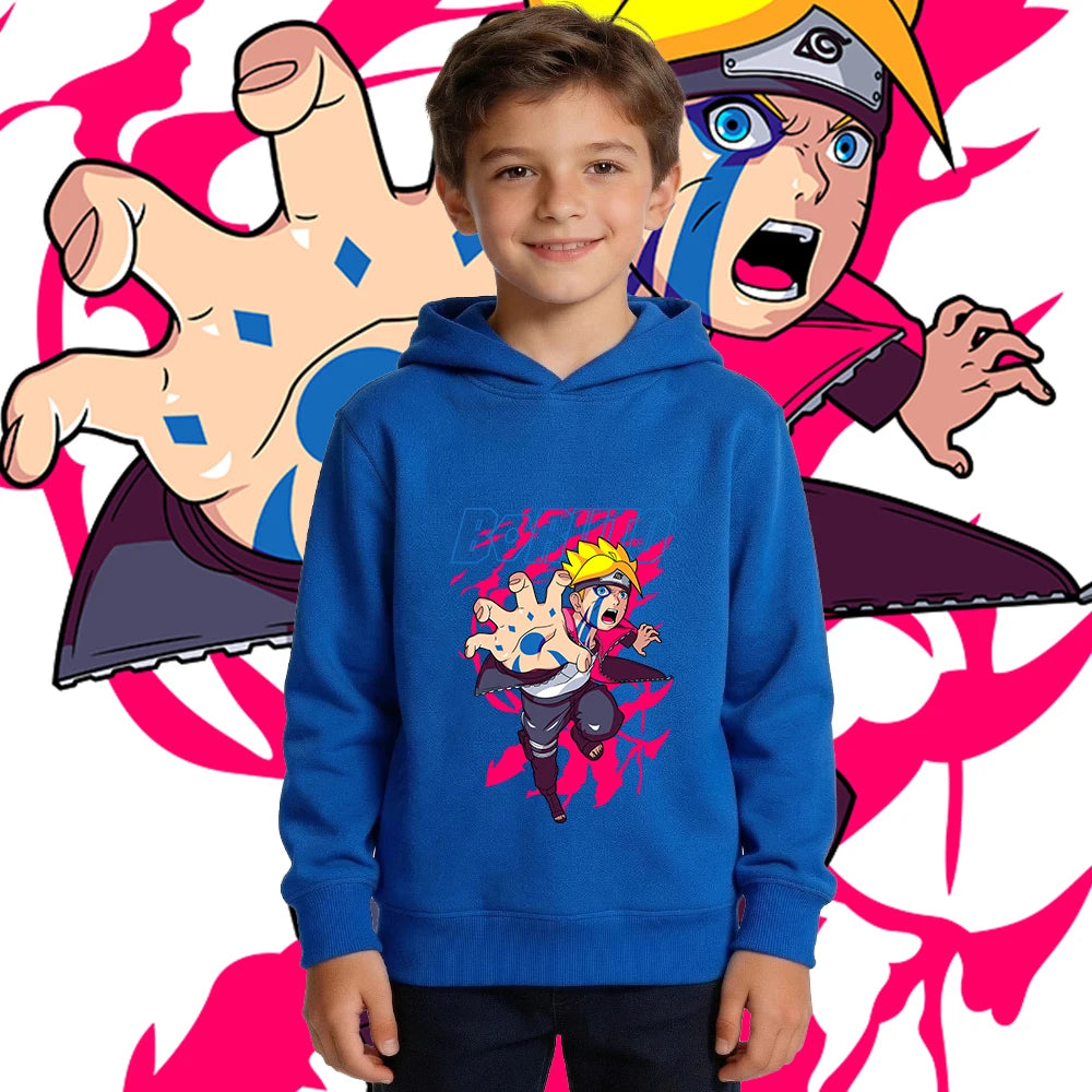 BORUTO Kids Fleece Hoodie – Boys & Girls Warm Anime Pullover Sweatshirt