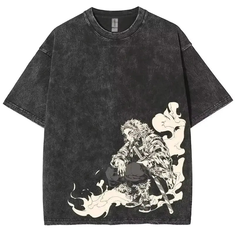 Demon Slayer Anime Washed T-Shirt – Unisex Graphic Streetwear Casual Tee 2026