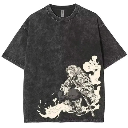 Demon Slayer Anime Washed T-Shirt – Unisex Graphic Streetwear Casual Tee 2026