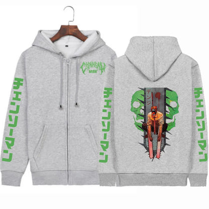Chainsaw Man Denji Zip-Up Hoodie – Unisex Anime Graphic Streetwear Jacket