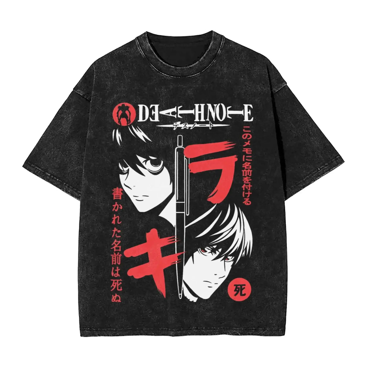 Death Note L Lawliet Vintage Washed T-Shirt – Oversized Manga Graphic Streetwear Tee
