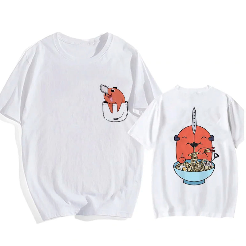 Chainsaw Man 90s Retro Anime T-Shirt – Pochita & Makima Harajuku Graphic Tee
