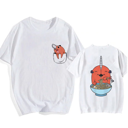 Chainsaw Man 90s Retro Anime T-Shirt – Pochita & Makima Harajuku Graphic Tee