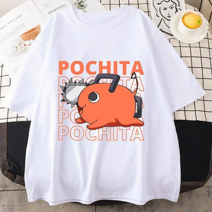 Chainsaw Man Pochita Funny Graphic T-Shirt – Loose Casual Anime Tee