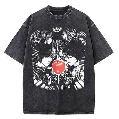 Death Note Vintage Washed T-Shirt – Unisex Harajuku Anime Streetwear Tee