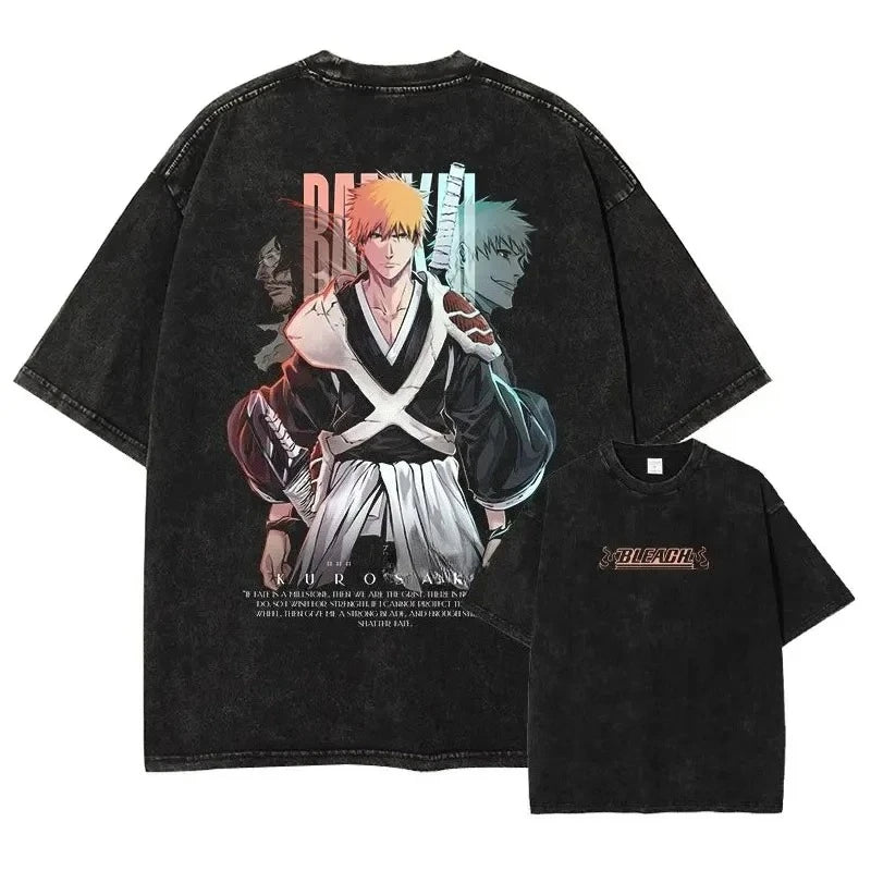 BLEACH Vintage Washed Oversized T-Shirt – Unisex Y2K Anime Streetwear Tee