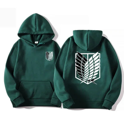 Attack on Titan Anime Hoodie – Unisex Cotton Blend Pullover Sweatshirt | Eren & Scout Regiment Streetwear