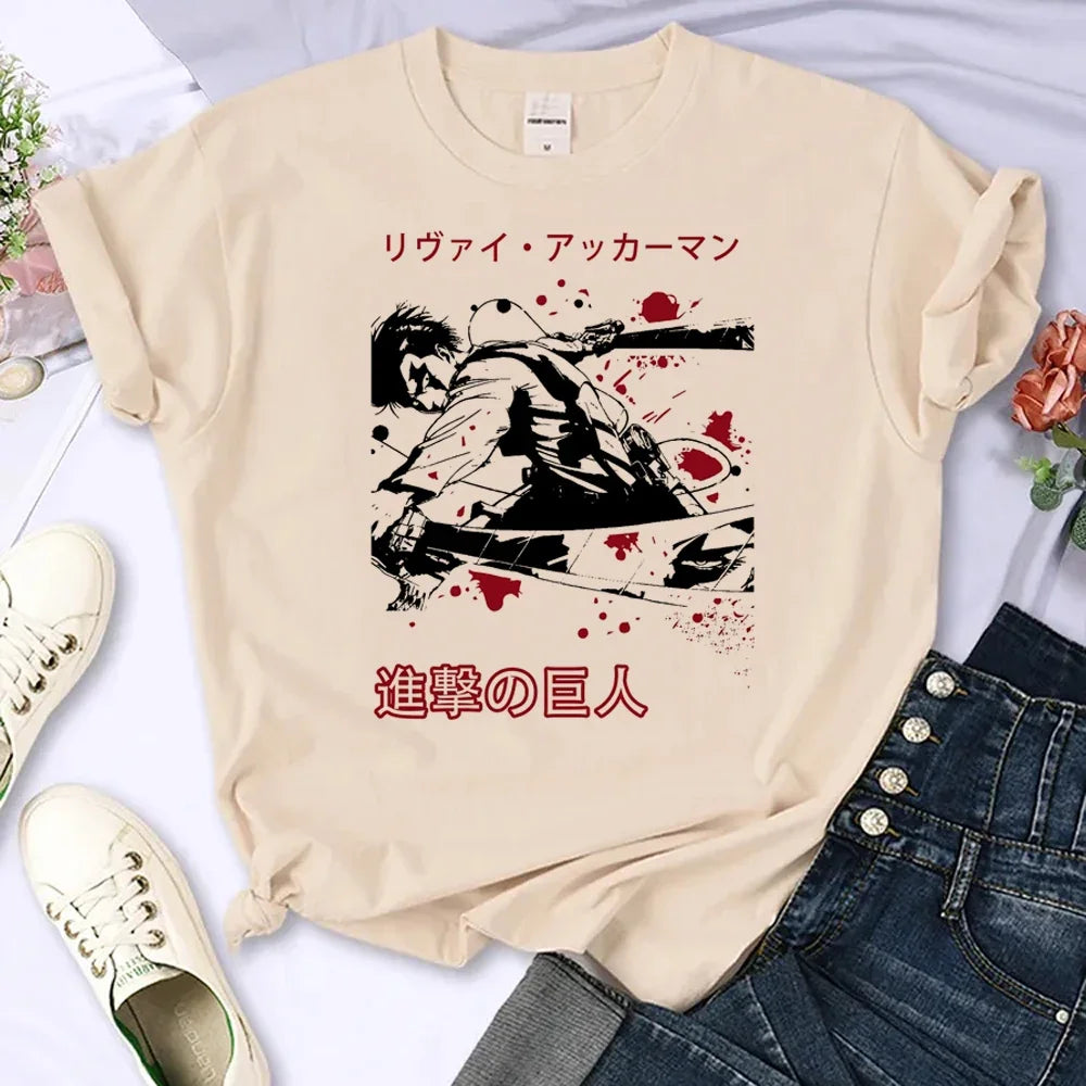 Attack on Titan Eren & Mikasa Graphic T-Shirt – Oversized Unisex Cotton Anime Streetwear Tee Collection
