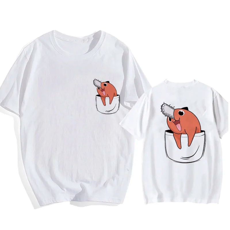Chainsaw Man 90s Retro Anime T-Shirt – Pochita & Makima Harajuku Graphic Tee