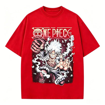 One Piece Gear 5 Luffy Sun God Nika Oversized Graphic Tee Unisex Cotton Anime Streetwear Summer Casual Top