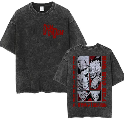 DAN DA DAN Okarun Vintage Washed T-Shirt – Loose Unisex Anime Streetwear Tee Collections