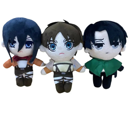 Attack on Titan Plush Doll – Levi, Eren & Mikasa Kawaii Stuffed Anime Plush Toy